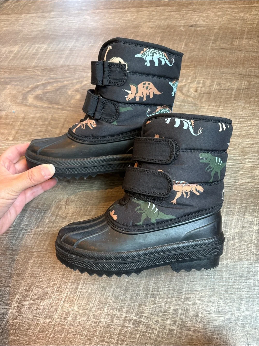 The Children's Place Dinosaur All Weather Boots Boy Toddler 10 Black Fleece